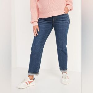 Old Navy Size 18 Dark Wash Full Panel Maternity Slouchy Straight Jeans